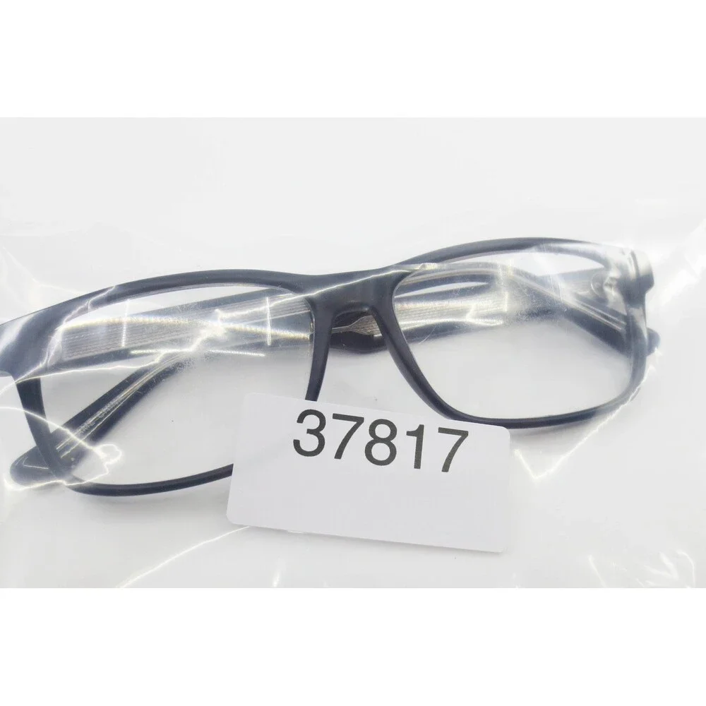 Modern Matte Black Rectangular Eyeglass Frames MP 20225 55-15-145 Silver Accents